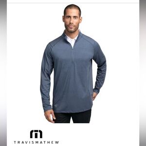 Travis Mathew Mens Yanks 2.0 Size XLarge 1/4 Zip Long Sleeve Pullover Blue XL